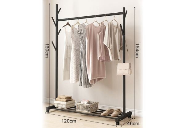 Coat Rack with Wheel - Available in Two Colours & Two Sizes