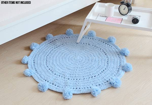 Hand Knitted Kids Round Rug - Four Colours Available