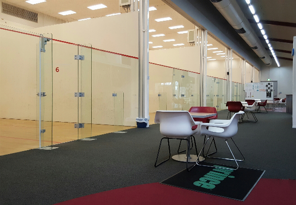 One Session of Squash incl. 45 Mins Squash Court Hire, Racquets & Ball for Two People - Option for Five Sessions
