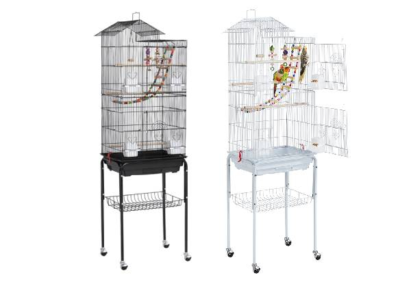 Bird Cage with Stand & Toy - Two Colours Available