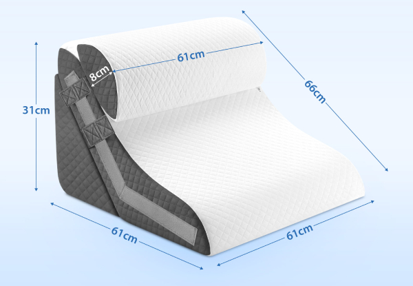 Three-Piece Wedge Pillow Set with Adjustable Headrest - Available in Two Colours