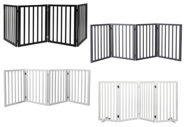 PaWz Four-Panel Retractable Wooden Pet Gate - Available in Three Colours & Four Options