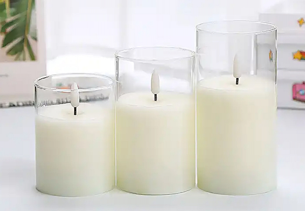 Three-Piece Battery Operated LED Flameless Candle Light Set