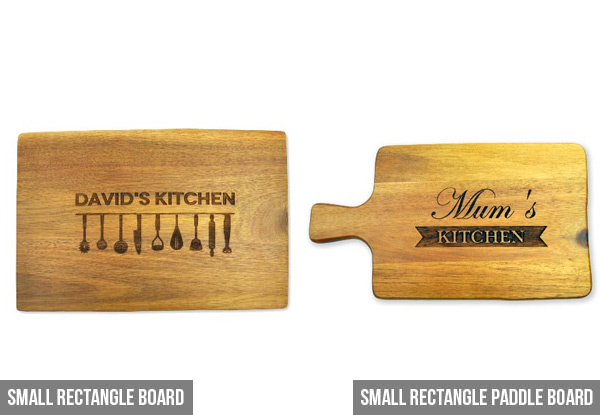 Personalised Cutting Board  - Options for Four Sizes & Twelve Styles Available with Free Metro Delivery