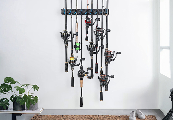 Nine Rods Vertical Wall Mounted Fishing Rack