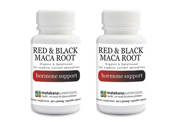 Two-Bottles of Organic Red and Black Maca Root Capsules