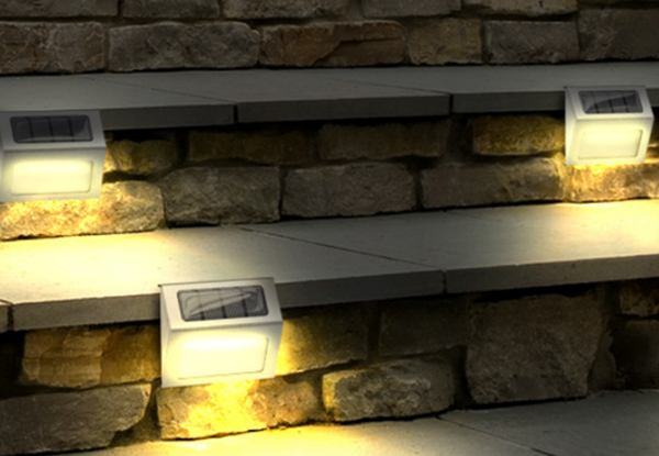 Six-Pack Outdoor Solar Stair Step Lights - Available in Two Colours & Option for 12-Pack