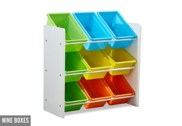 Kids Toybox Shelf Rack - Option For Six or Nine Boxes