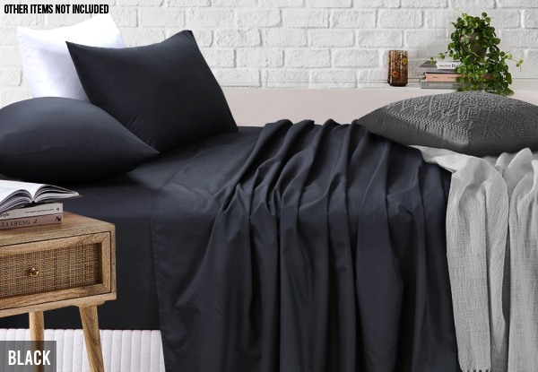 Fitted & Flat Sheet Set Incl. Pillowcases - Nine Colours & Six Sizes Available