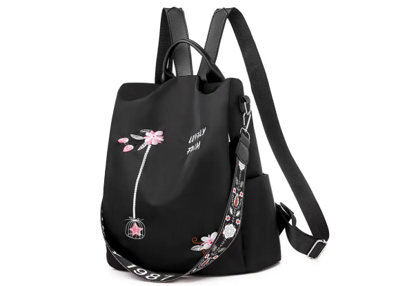 Women's Floral Embroidered Backpack - Available in Three Colours