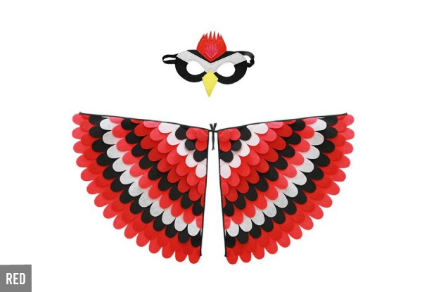 Kids Bird Costume With Felt Wings & Matching Mask - Five Colours Available
