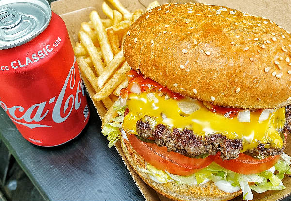 Mouth-Filling Burger Combo incl. Any Single Size Burger, Fries & 330ml Drink - Option for Two Combos - Takeaway Deal