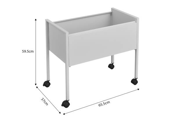 Rolling White Steel File Storage Trolley with Wheels