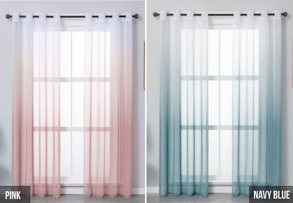 Gradient Colour Window Tulle Curtain - Two Styles, Eight Colours, & Three Sizes Available