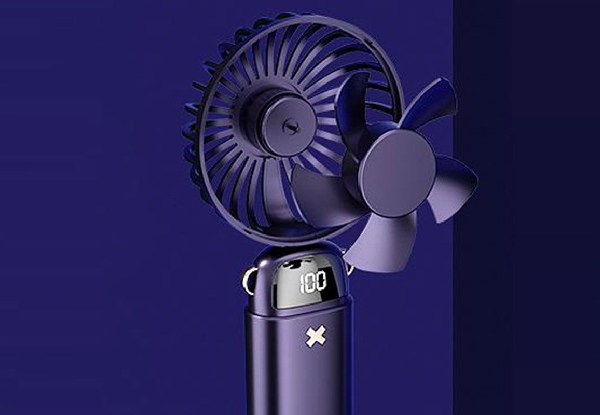 Rechargeable Handheld Fan with LED Display - Three Colours Available