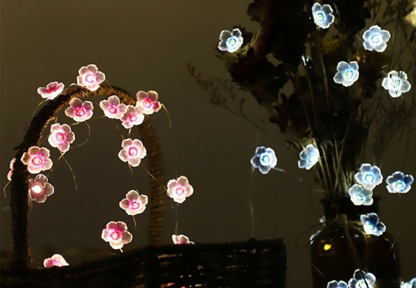 LED Flower Shaped Fairy Lights - Two Colours & Two-Pack Available