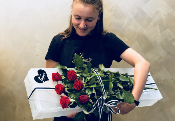 Half-Dozen Valentine's Day Roses in Signature Rose Box incl. Auckland Delivery - Option for Red Roses Available