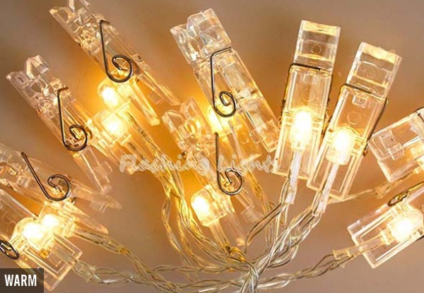 20-LED USB Peg-Clip String Lights - Three Options Available
