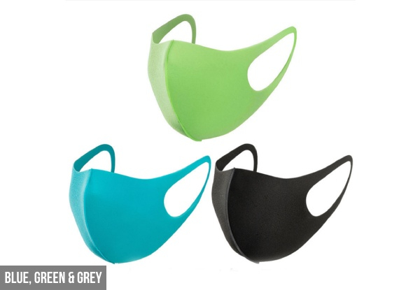 Three-Pack of Reusable Face Masks - Two Colour Options Available & Option for 6, 12 or 30-Pack