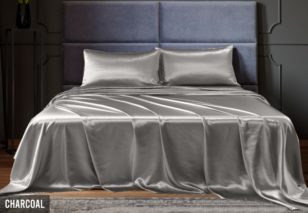 Four-Piece Royal Comfort Satin Sheet Set - Available in Six Colours & Two Sizes