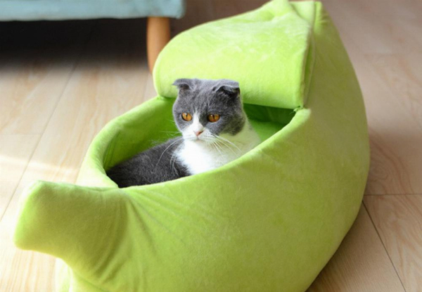 Colourful Plush Banana Peel Pet Bed - Five Colours & Four Sizes Available with Free Delivery