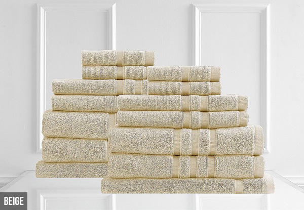 14-Piece Renee Taylor Aria 600 GSM Zero-Twist Egyptian Cotton Towel Set - Six Colours Available with Free Delivery