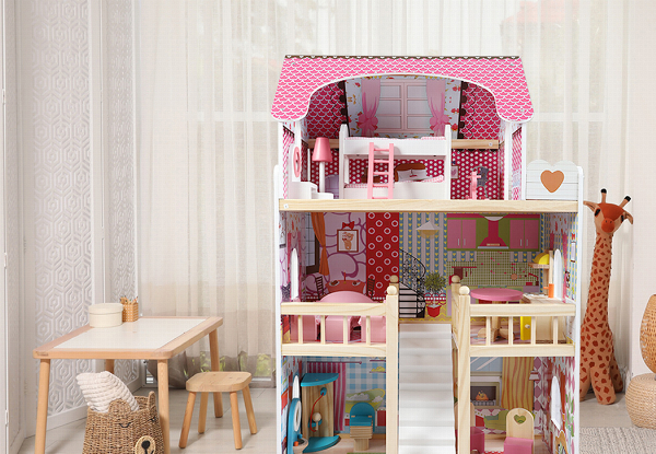 Bopeep Kids Wooden Three-Floor Doll House