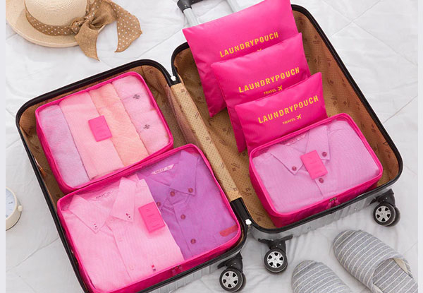 Six-Piece Travel Organiser Bag - Six Colours Available