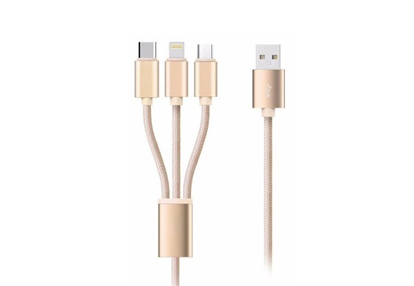 Three-In-One USB Charging Cable - Two Colours Available