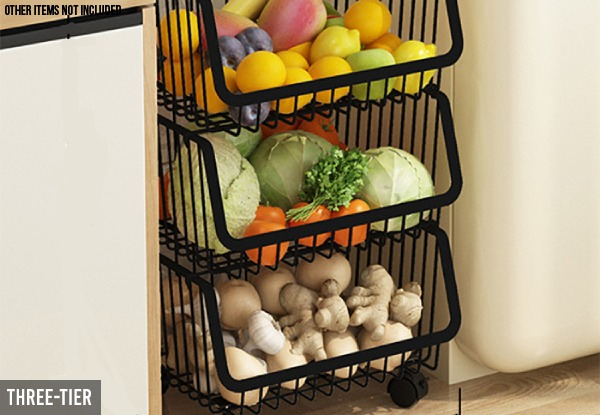 Tiered Steel Wire Kitchen Storage Trolley - Two Sizes Available