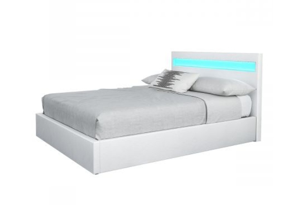 Storage Bed Frame with LED Lights - Three Sizes & Two Colours Available