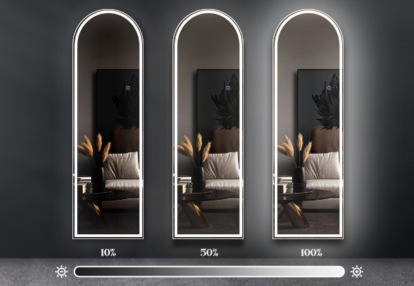 Freestanding LED Full-Length Arched Mirror with Three Lighting Colours