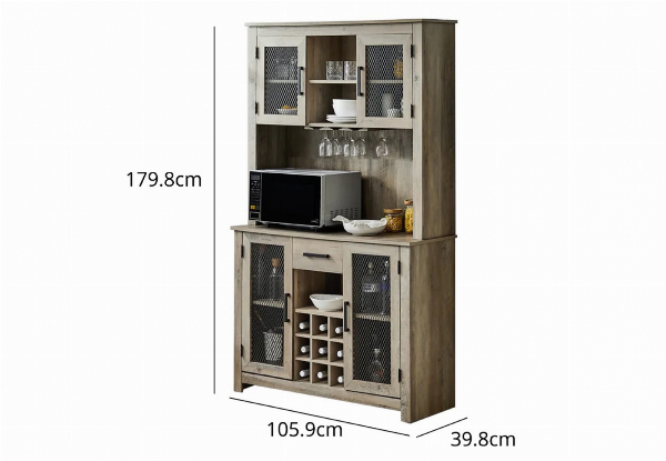 Washed-Grey Finish Wine Cabinet