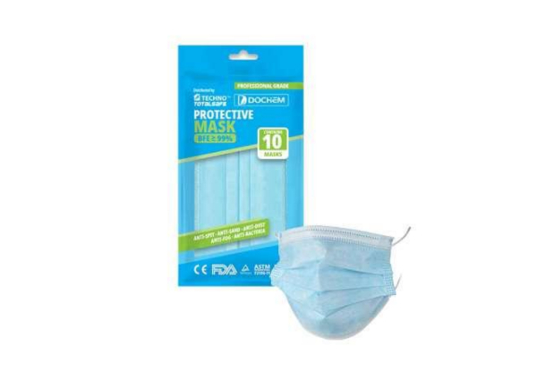 One-Pack of DOCHEM Disposable Face Masks - Options for Three- or Five-Pack