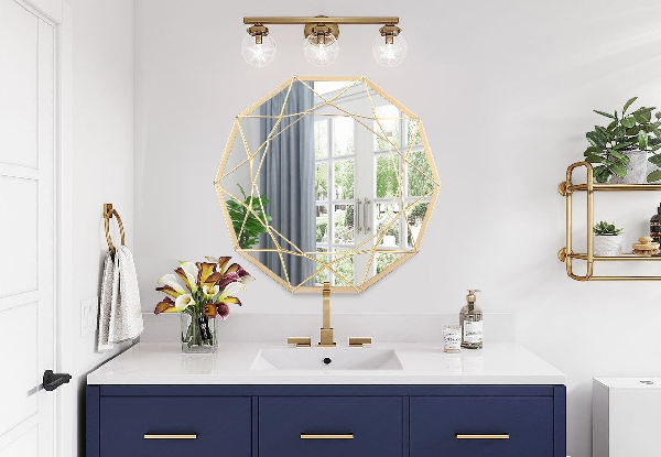 Geometric Shaped 10-Sided Wall Mirror - Two Colours Available