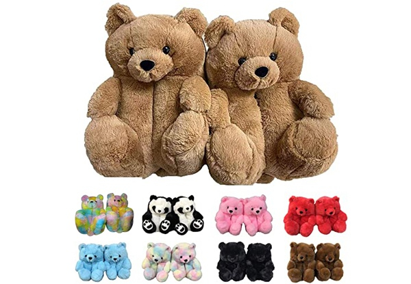Teddy Bear Slippers - Eight Colours Available