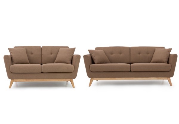 Stylish Brown Sofa including Cushions -  Option for Two- or Three-Seater