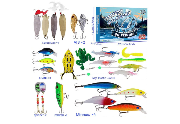 24-Day Christmas Countdown Fish Tackle Set - Option for Two-Pack