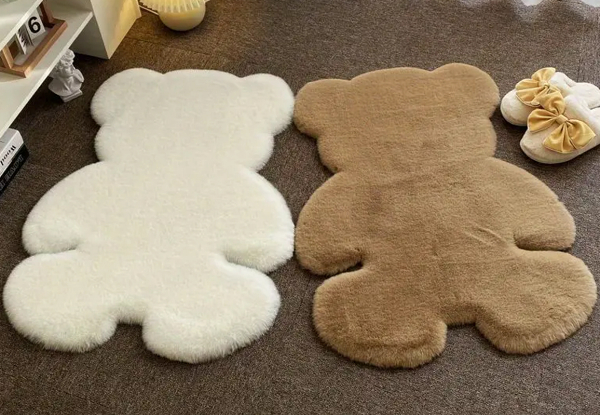 Bear Shaped Fluffy Floor Mat - Four Colours & Three Sizes Available
