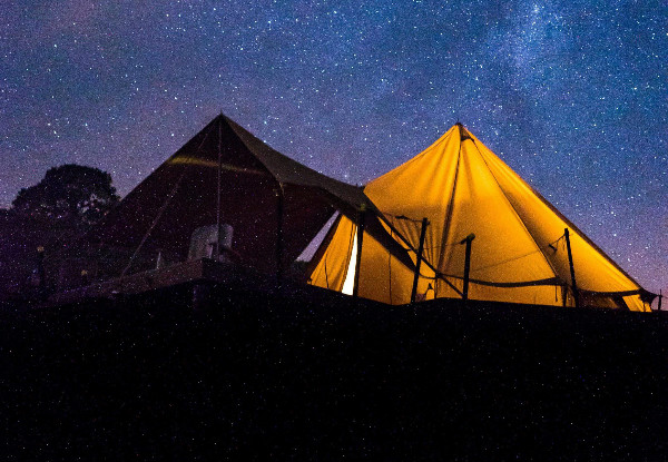 Romantic Two-Night Winter Escape in the Bell Tent for Two incl. an Outdoor Heated Bath, Mulled Wine, Gourmet Snacks, BBQ Pack & a Marshmallow Toasting Kit