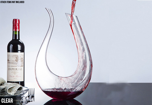 Clear U Shaped Wine Decanter - Option for Gold with Free Delivery