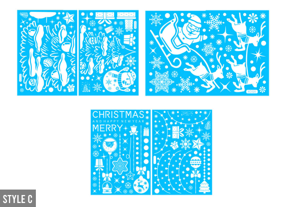 One-Pack of Removable Christmas Window Stickers - Four Styles Available & Option for Two-Pack