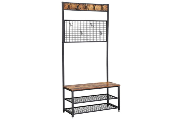 Vasagle Coat Rack Storage Shelves with Grid Memo Board