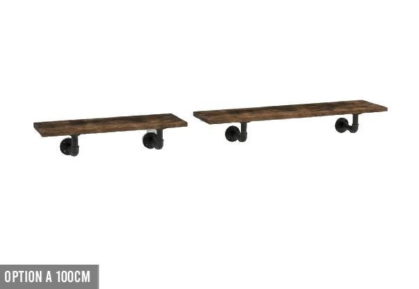 Two-Pack Industrial Floating Wall Shelves - Three Options Available