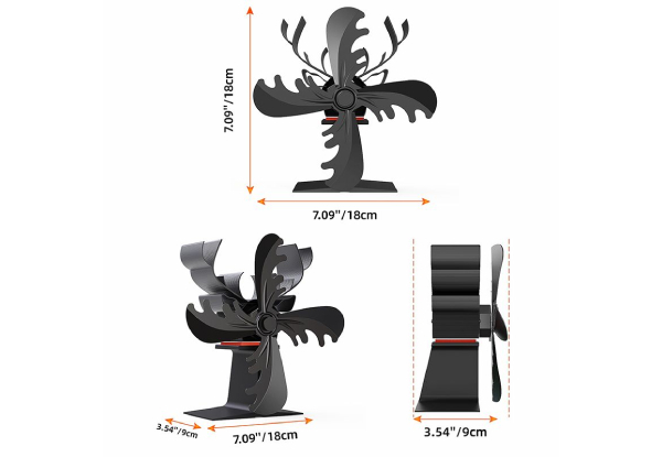 Four-Blade Heat-Powered Fireplace Fan - Option for Two-Pack