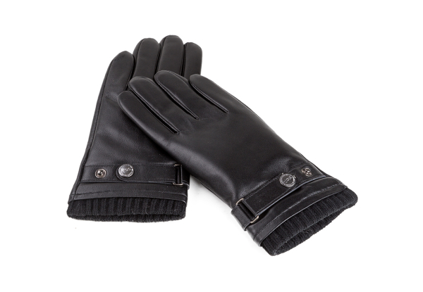 Men's Silver Stud Tab Glove for Touch Screens - Two Colours & Four Sizes Available