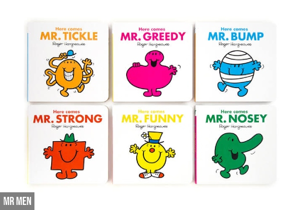 Six-Book Mr Men Super Library Board Books - Options for Little Miss or Both