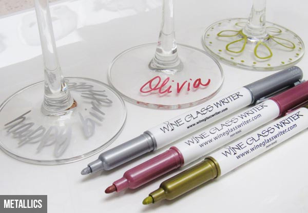 Pack of Three Wine Glass Writer Pens - Options for Brights, Metallics or Both