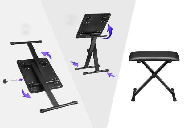 Melodic Z-Shaped Keyboard Stand & Stool Set