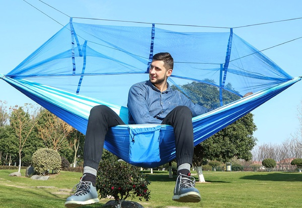 Camping Hammock with Mosquito Net - Three Colours & Two-Pack Available
